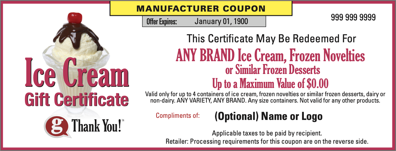 gThankYou Ice Cream Gift Certificate